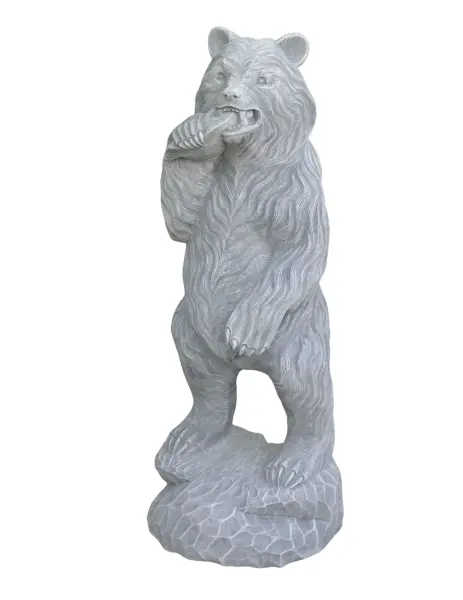 Product image 3 of the product “Big bear eating fish, 100cm H | cast stone ”